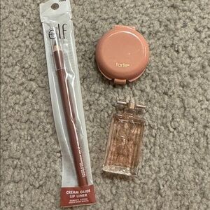 Perfect travel beauty set: lancome idole + elf lip liner + tarte compact blush